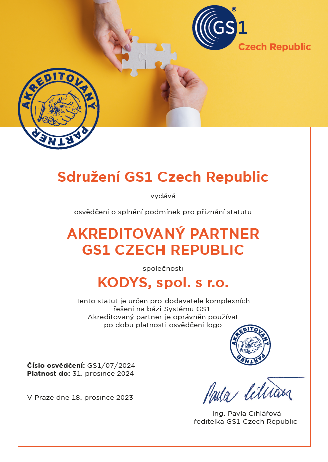 Akreditace od GS1 Czech Republic