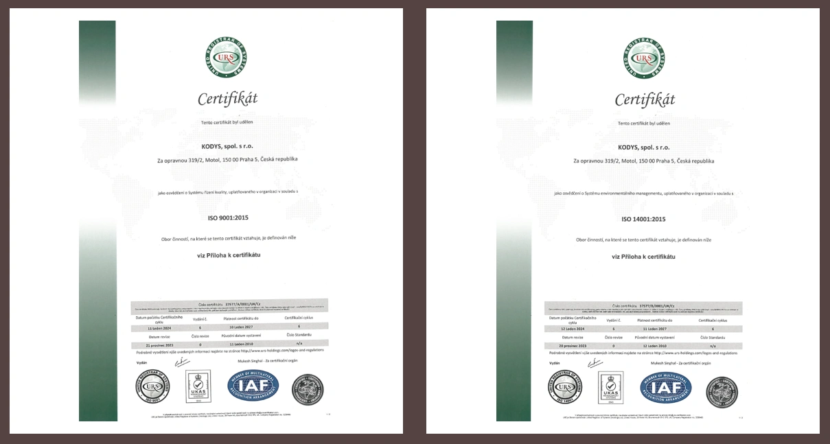 ISO certifikace 2024 - kodys